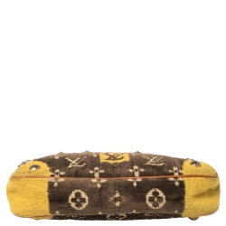 Pre Owned Louis Vuitton Brown/Yellow Monogram Velvet Limited Edition Trompe L'oeil Pochette Accessories Bag