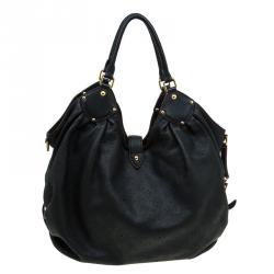 مملوكة مسبقًا حقيبة هوبو لوي فيتون ماهينا نقش حرفي جلد أسود XL