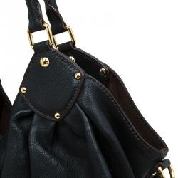 مملوكة مسبقًا حقيبة هوبو لوي فيتون ماهينا نقش حرفي جلد أسود XL