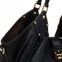 مملوكة مسبقًا حقيبة هوبو لوي فيتون ماهينا نقش حرفي جلد أسود XL