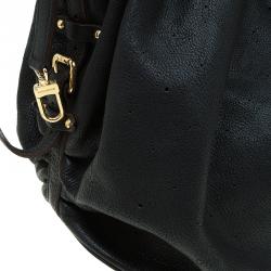 مملوكة مسبقًا حقيبة هوبو لوي فيتون ماهينا نقش حرفي جلد أسود XL