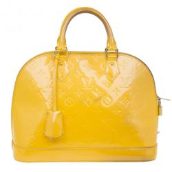 Auth Louis Vuitton Monogram Vernis Alma PM Handbag Light Yellow M90101 -  99364i