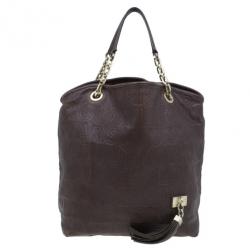 Pre Owned Louis Vuitton Brown Embossed Leather Paris Souple Whisper GM