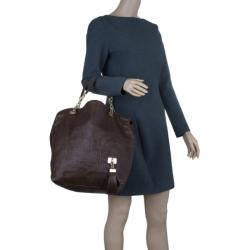 Pre Owned Louis Vuitton Brown Embossed Leather Paris Souple Whisper GM