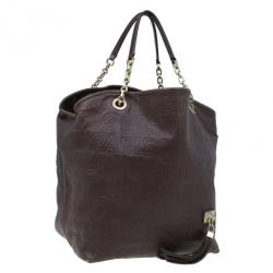 Pre Owned Louis Vuitton Brown Embossed Leather Paris Souple Whisper GM