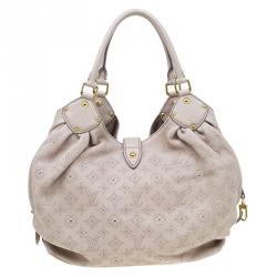 Pre Owned Louis Vuitton Beige Monogram Mahina Leather Large Hobo