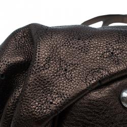 Pre Owned Louis Vuitton Metallic Bronze Mahina Leather XS Bag