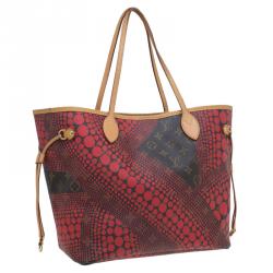 Pre Owned Louis Vuitton Rouge Monogram Canvas Limited Edition Yayoi Kusama Waves Neverfull MM Bag