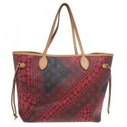 Pre Owned Louis Vuitton Rouge Monogram Canvas Limited Edition Yayoi Kusama Waves Neverfull MM Bag