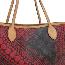 Pre Owned Louis Vuitton Rouge Monogram Canvas Limited Edition Yayoi Kusama Waves Neverfull MM Bag