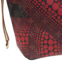 Pre Owned Louis Vuitton Rouge Monogram Canvas Limited Edition Yayoi Kusama Waves Neverfull MM Bag