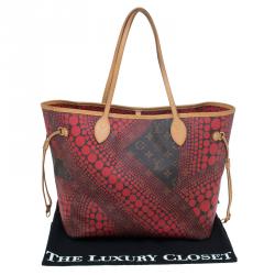 Pre Owned Louis Vuitton Rouge Monogram Canvas Limited Edition Yayoi Kusama Waves Neverfull MM Bag