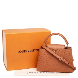مملوكة مسبقًا Louis Vuitton Tan Ostrich Leather Capucines PM Bag