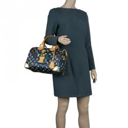 Pre Owned Louis Vuitton Black Multicolore Monogram Canvas Speedy 30 Bag