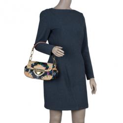 Pre Owned {:en}Louis Vuitton Multicolore Black Leather Marilyn Tote