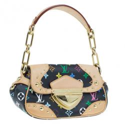 Pre Owned {:en}Louis Vuitton Multicolore Black Leather Marilyn Tote
