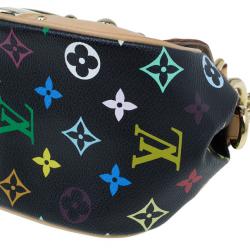 Pre Owned {:en}Louis Vuitton Multicolore Black Leather Marilyn Tote