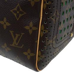 Pre Owned Louis Vuitton Green Monogram Perforated Canvas Limited Edition Speedy 30 Bag