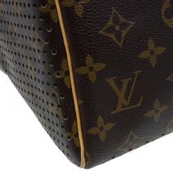Pre Owned Louis Vuitton Green Monogram Perforated Canvas Limited Edition Speedy 30 Bag