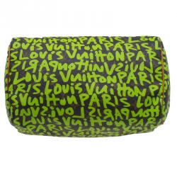 Pre Owned Louis Vuitton Monogram Canvas Lime Green Graffiti Stephen Sprouse Speedy 30 Bag