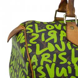 Pre Owned Louis Vuitton Monogram Canvas Lime Green Graffiti Stephen Sprouse Speedy 30 Bag