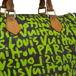 Pre Owned Louis Vuitton Monogram Canvas Lime Green Graffiti Stephen Sprouse Speedy 30 Bag