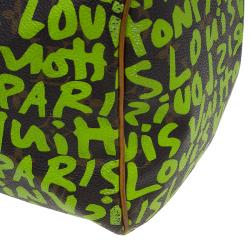 Pre Owned Louis Vuitton Monogram Canvas Lime Green Graffiti Stephen Sprouse Speedy 30 Bag