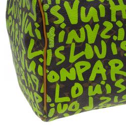 Pre Owned Louis Vuitton Monogram Canvas Lime Green Graffiti Stephen Sprouse Speedy 30 Bag
