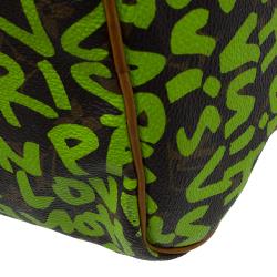 Pre Owned Louis Vuitton Monogram Canvas Lime Green Graffiti Stephen Sprouse Speedy 30 Bag