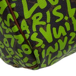 Pre Owned Louis Vuitton Monogram Canvas Lime Green Graffiti Stephen Sprouse Speedy 30 Bag