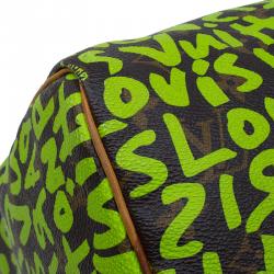 Pre Owned Louis Vuitton Monogram Canvas Lime Green Graffiti Stephen Sprouse Speedy 30 Bag