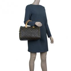 Pre Owned حقيبة لوي فيتون سبيدي 30 كانفاس أخضر مثقب إصدار محدود