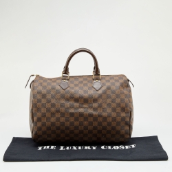 Pre Owned Louis Vuitton Damier Ebene Canvas Speedy 35 Bag