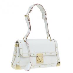 Pre Owned Louis Vuitton White Suhali Leather L’Aimable Shoulder Bag