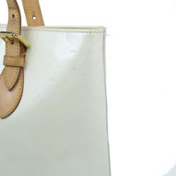 Pre Owned Louis Vuitton White Monogram Vernis Brentwood Tote