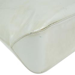 Pre Owned Louis Vuitton White Monogram Vernis Brentwood Tote