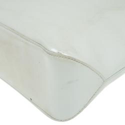 Pre Owned Louis Vuitton White Monogram Vernis Brentwood Tote