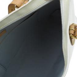 Pre Owned Louis Vuitton White Monogram Vernis Brentwood Tote