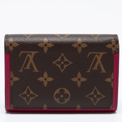 Pre Owned Louis Vuitton Fuschia Canvas Monogram Flore Compact Wallet