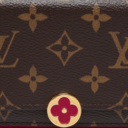 Pre Owned Louis Vuitton Fuschia Canvas Monogram Flore Compact Wallet