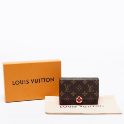 Pre Owned Louis Vuitton Fuschia Canvas Monogram Flore Compact Wallet