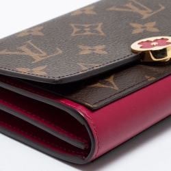 Pre Owned Louis Vuitton Fuschia Canvas Monogram Flore Compact Wallet