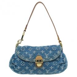 Pre Owned Louis Vuitton Blue Monogram Denim Mini Pleaty