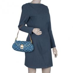 Pre Owned Louis Vuitton Blue Monogram Denim Mini Pleaty