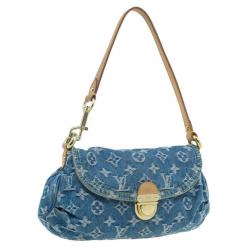 Pre Owned Louis Vuitton Blue Monogram Denim Mini Pleaty
