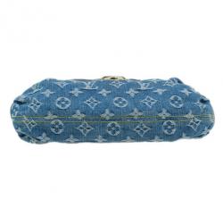 Pre Owned Louis Vuitton Blue Monogram Denim Mini Pleaty