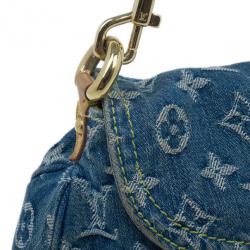 Pre Owned Louis Vuitton Blue Monogram Denim Mini Pleaty