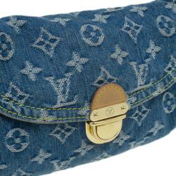 Pre Owned Louis Vuitton Blue Monogram Denim Mini Pleaty