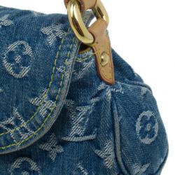 Pre Owned Louis Vuitton Blue Monogram Denim Mini Pleaty