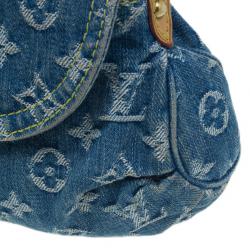 Pre Owned Louis Vuitton Blue Monogram Denim Mini Pleaty